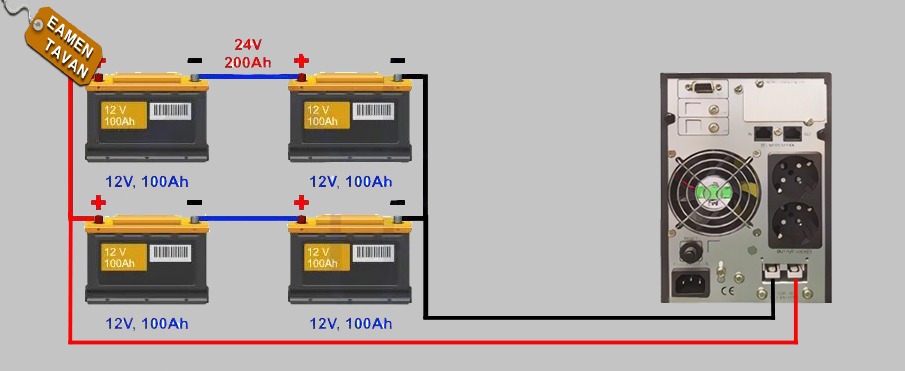 اتصال باتریها به یو پی اس